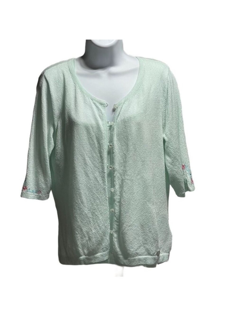 Tommy Hilfiger Womens Mint Green 2-Piece Tank & Cardigan Set XL Acrylic/Nylon
